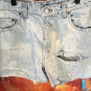 Levi's Faded Blue Ripped Jean Shorts